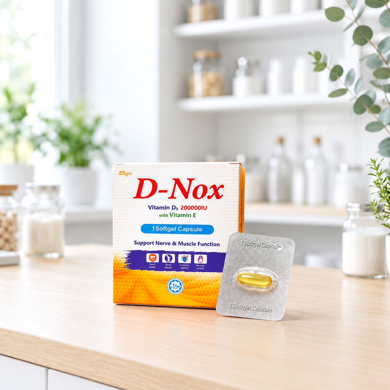D-Nox Vitamin D3 Softgel with Vitamin E & Algae Omega-3