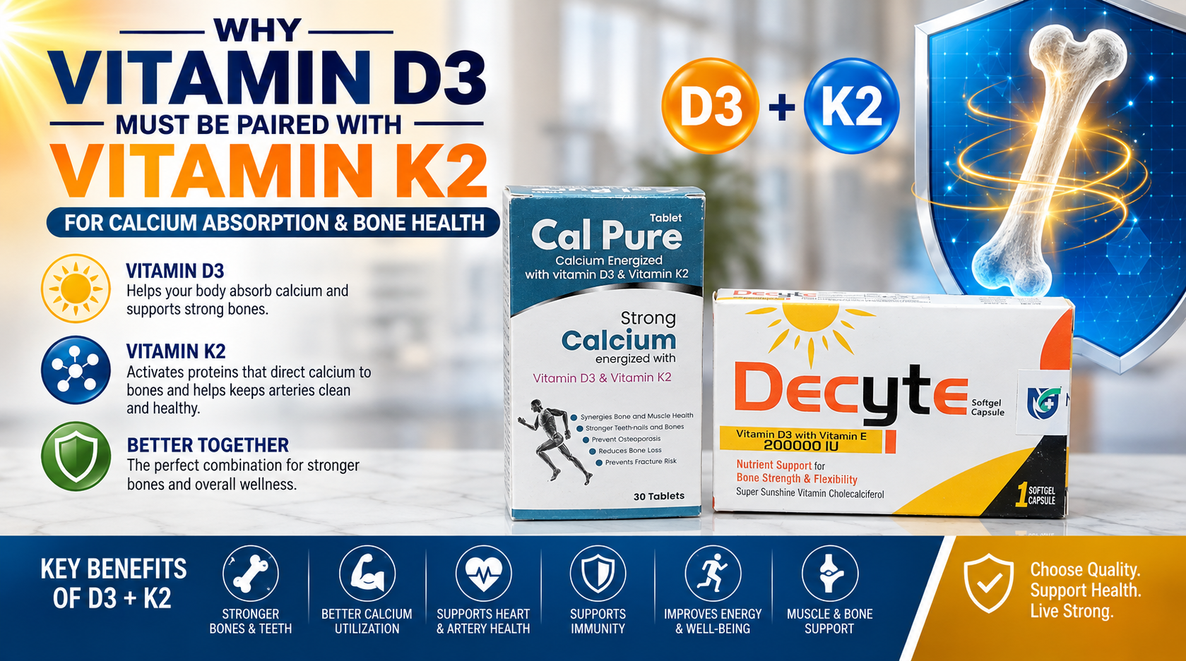 Why Vitamin D3 Must Be Paired with Vitamin K2 for Calcium Absorption & Bone Health