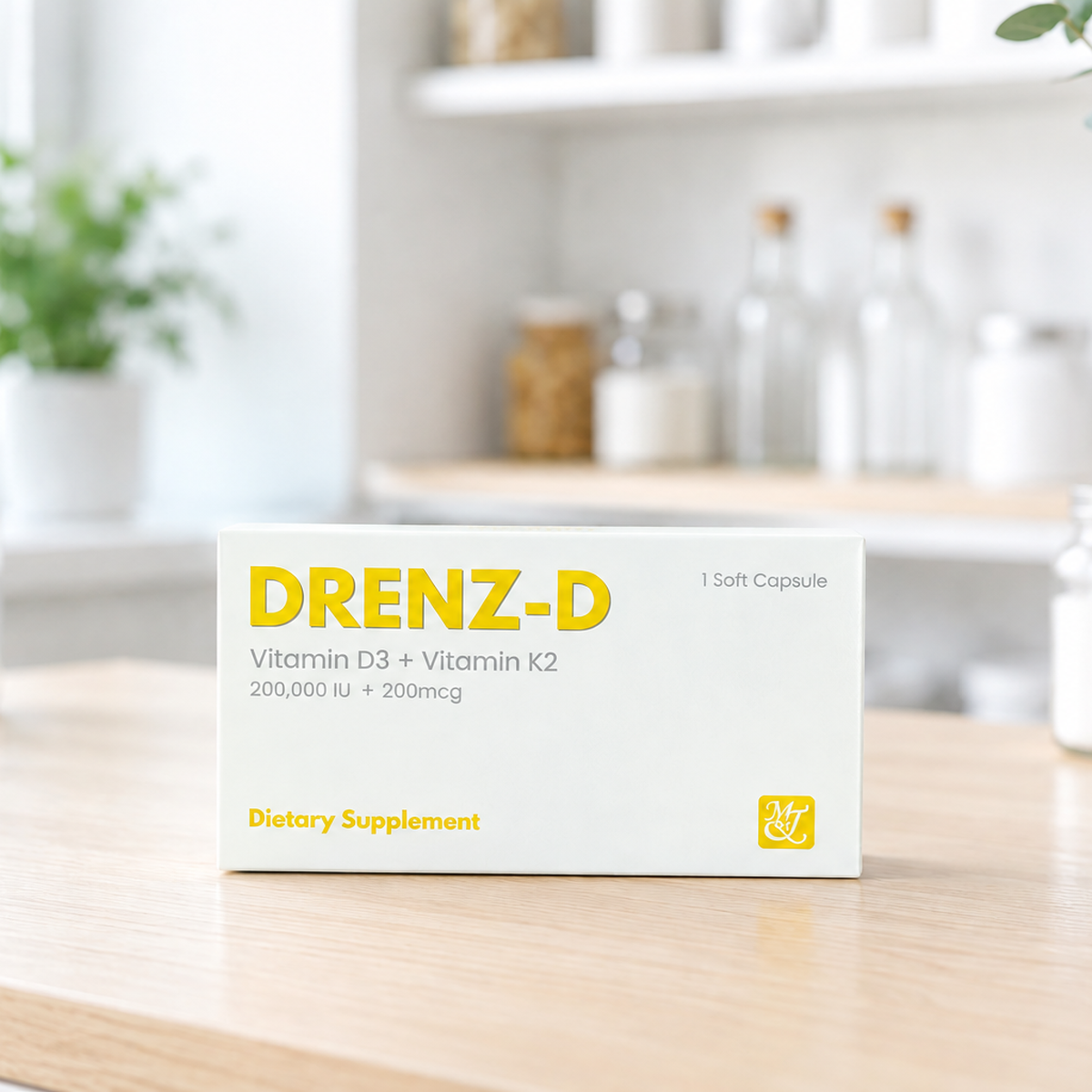 Drenz-D Vitamin D3 + Vitamin K2 Soft Capsule (200,000 IU + 200mcg)