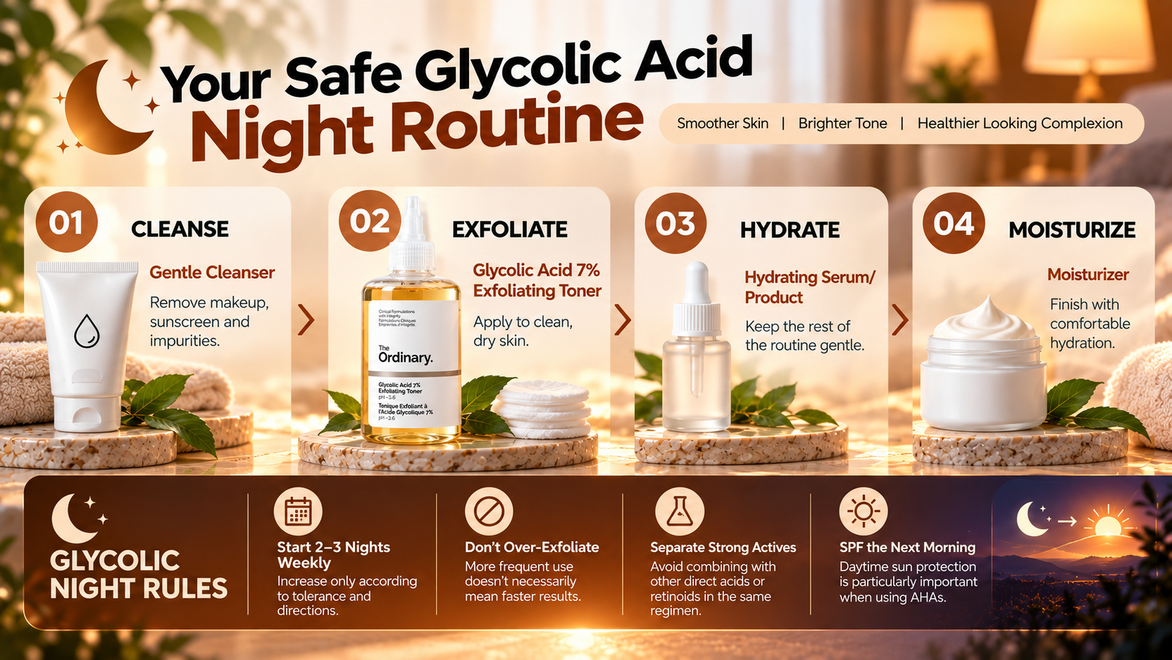 Build a Safe Evening Routine Around Glycolic Acid