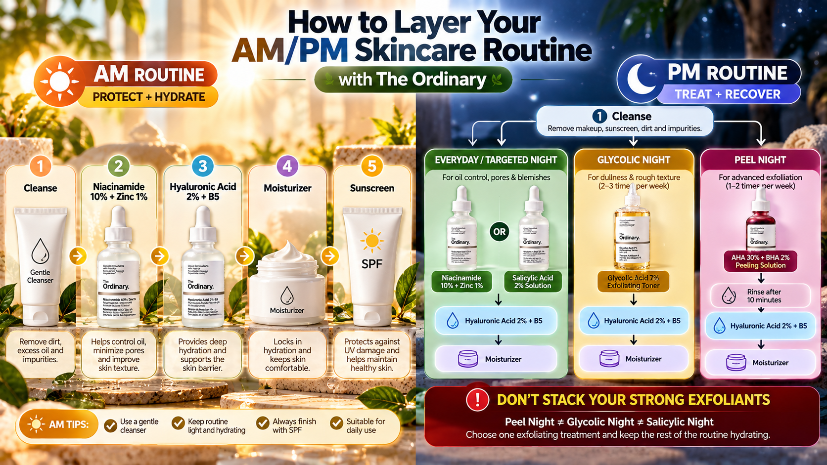 How to Layer Your AM and PM Skincare Routine