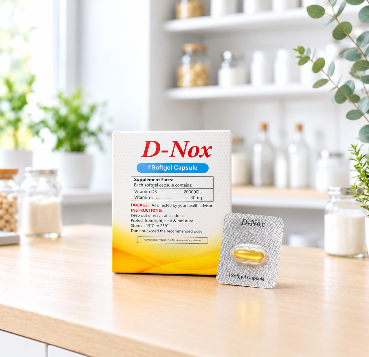 D-Nox Vitamin D3 Softgel with Vitamin E & Algae Omega-3 thumb 1
