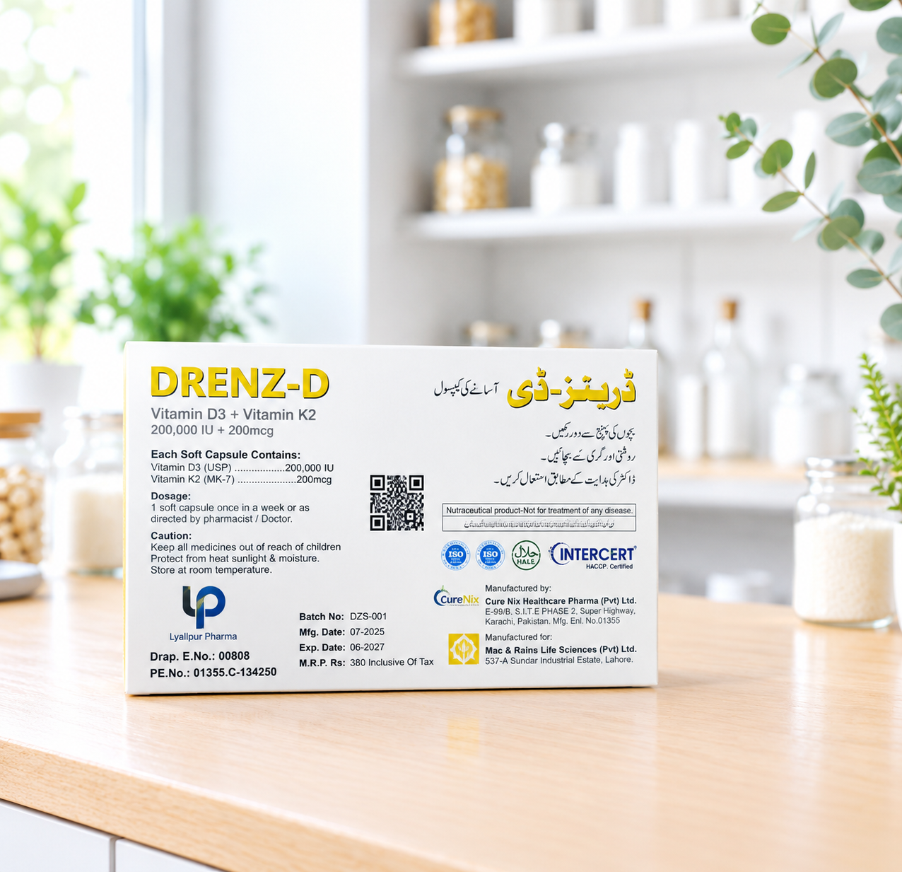 Drenz-D Vitamin D3 + Vitamin K2 Soft Capsule (200,000 IU + 200mcg) thumb 1