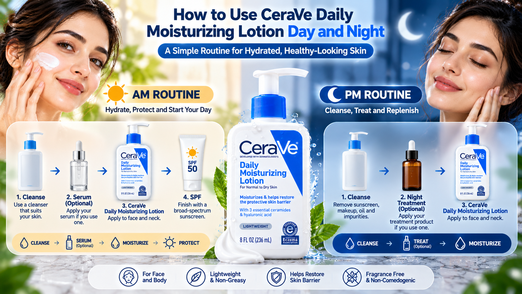 How to Use CeraVe Daily Moisturizing Lotion Day and Night