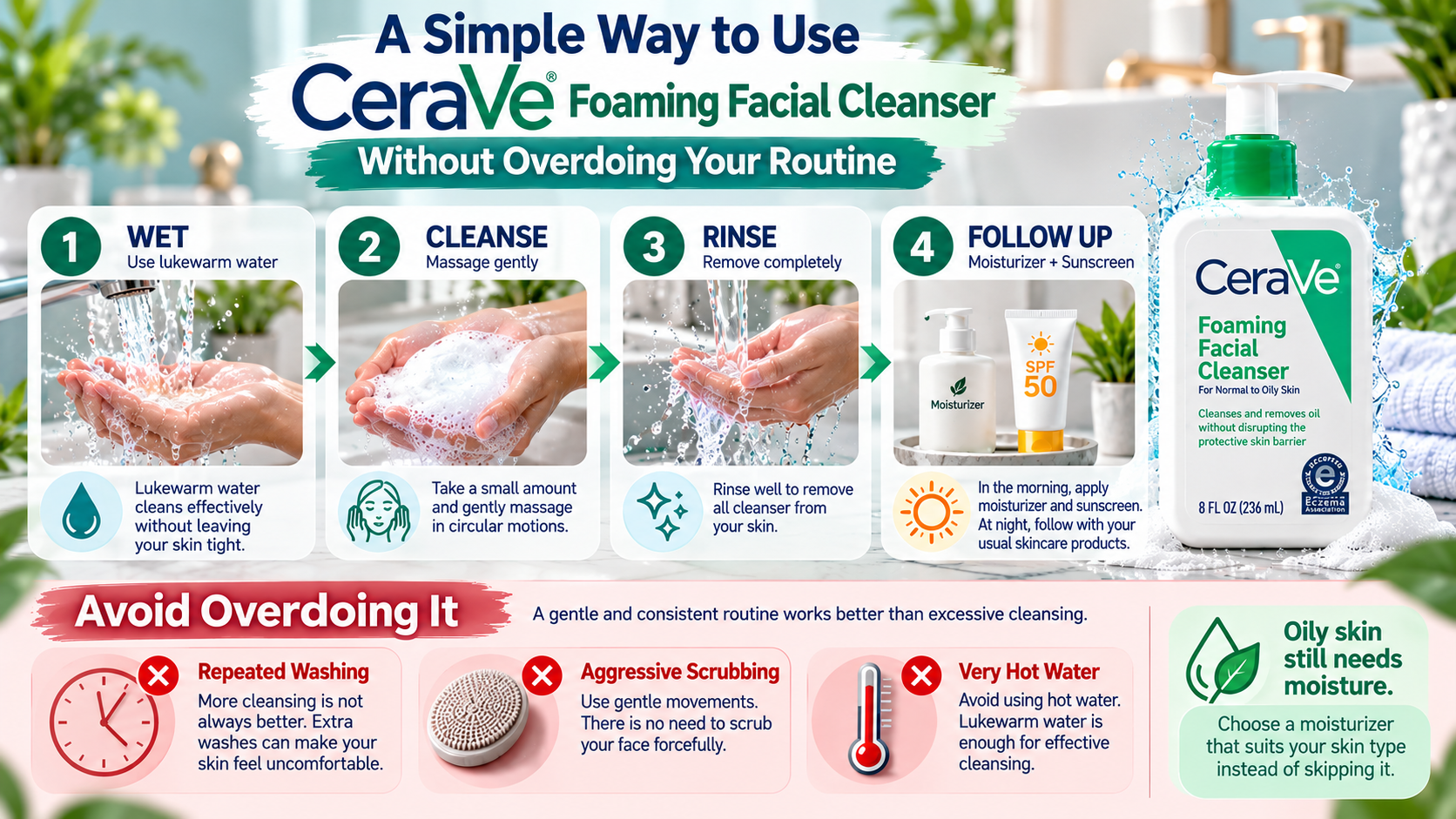 Using CeraVe Foaming Facial Cleanser